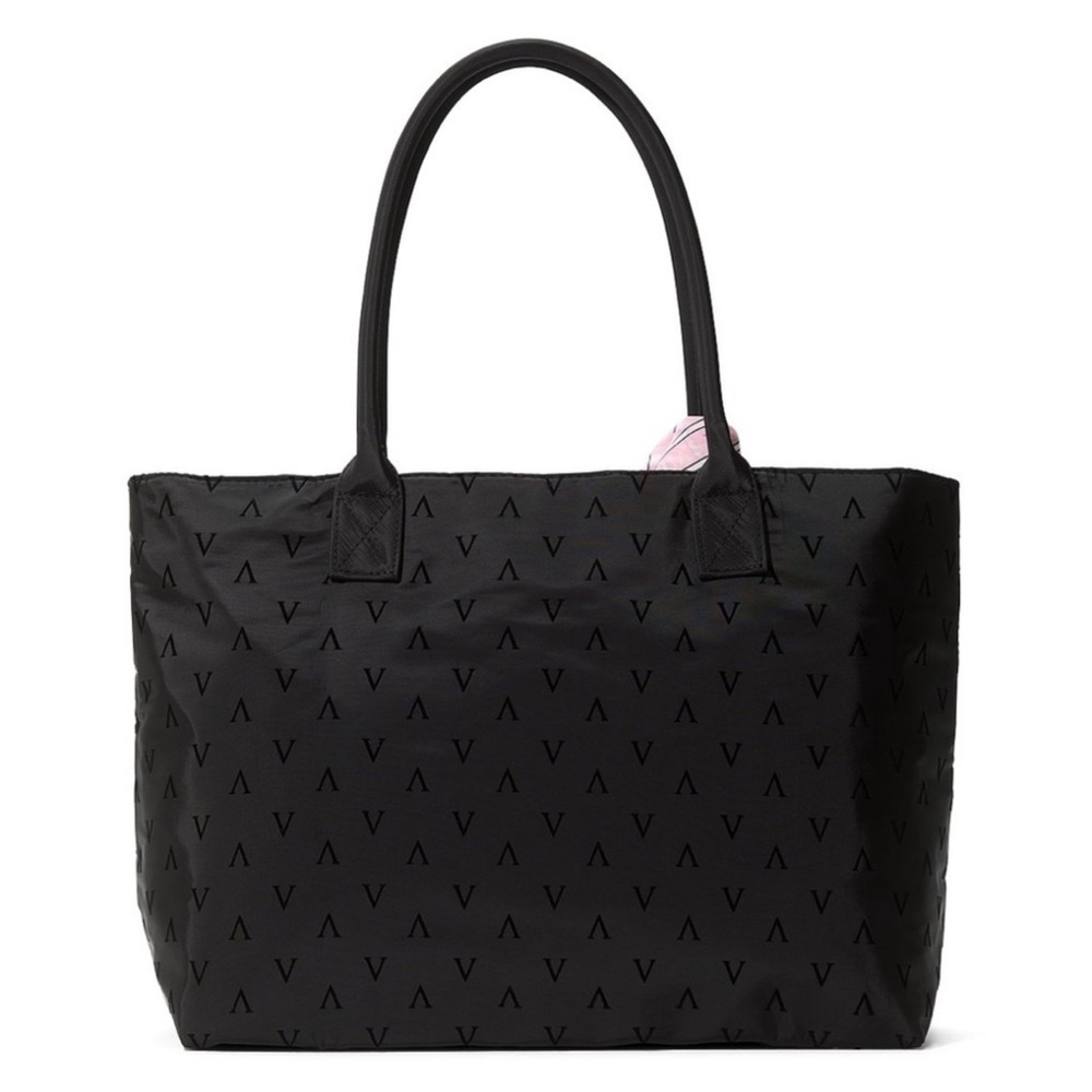 VS Black Tote Bag with Pink Scarf Accent - Picture 2 of 3